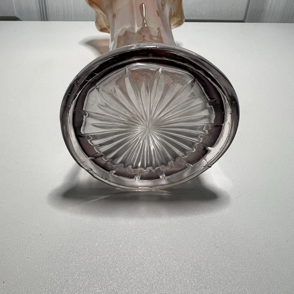 Carnival Glass‎ Iridescent Marigold Ruffled Vase Vintage